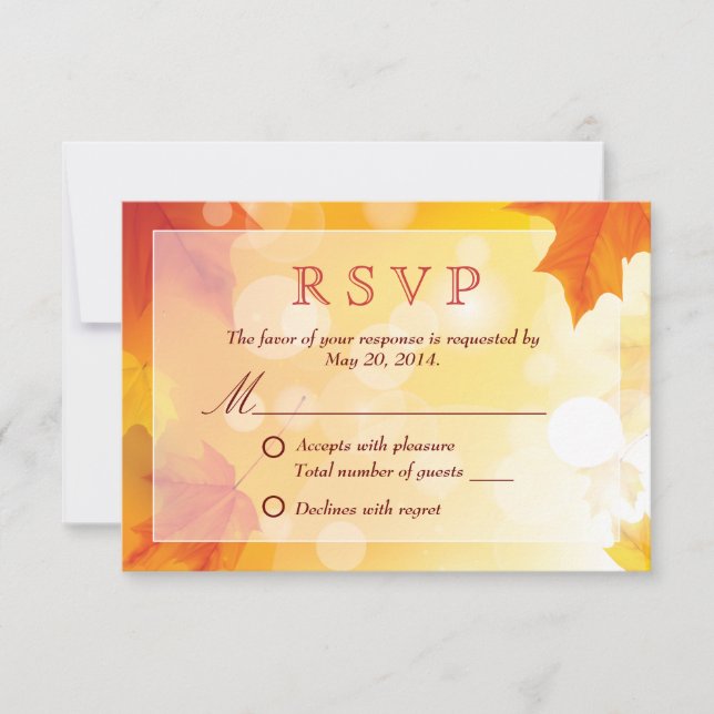 Mariage d'automne Red Maple Feuilles RSVP (Devant)