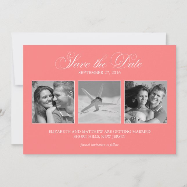 Mariage de 3 Modèles photo rose corail Enregistrer (Devant)