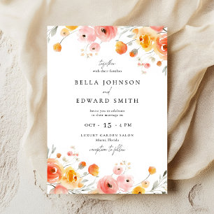 Mariage de automne Aquarelle Florale Invitation