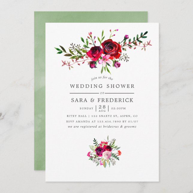 Mariage de automne Douche Floral Invitation (Devant / Derrière)