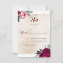 Mariage de automne Floral Rouge Bourgogne RSVP
