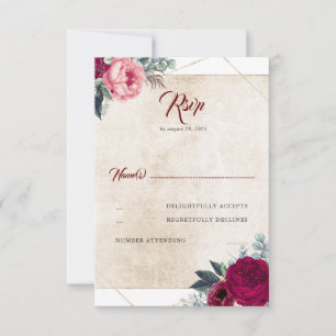 Mariage de automne Floral Rouge Bourgogne RSVP
