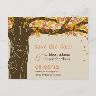 Mariage de automne Oak Tree Enregistrer La Carte D