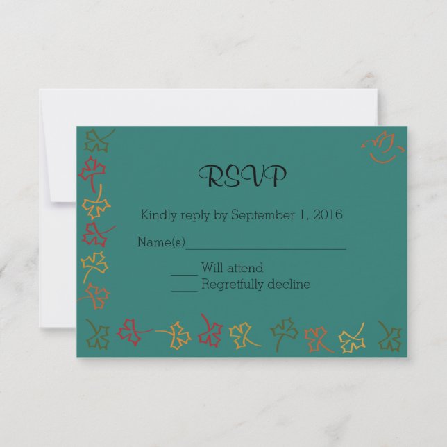 Mariage de automne RSVP dans Teal (Devant)