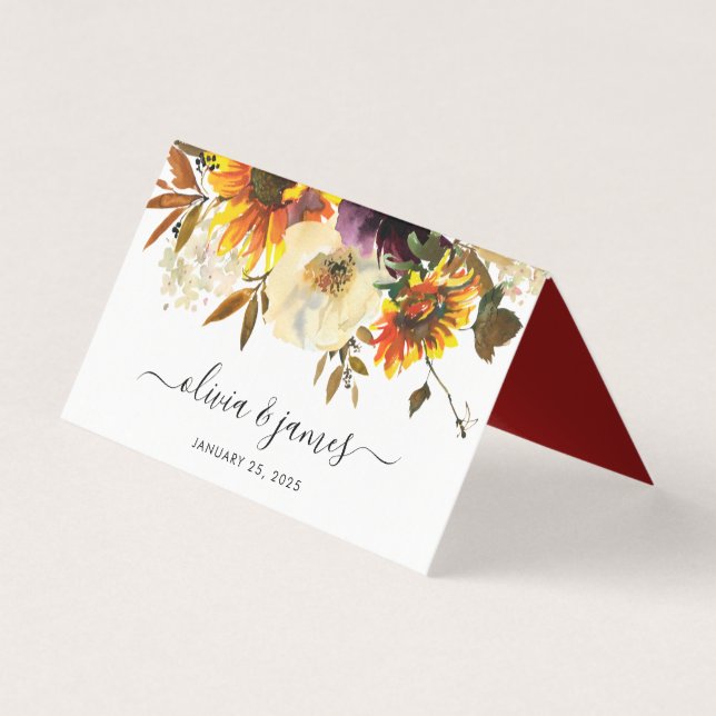 Mariage de automne Russe Tournesol Bourgogne Aquar (Front)