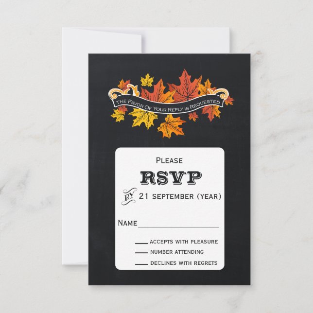 mariage de automne vintage Chalkboard rsvp (Devant)
