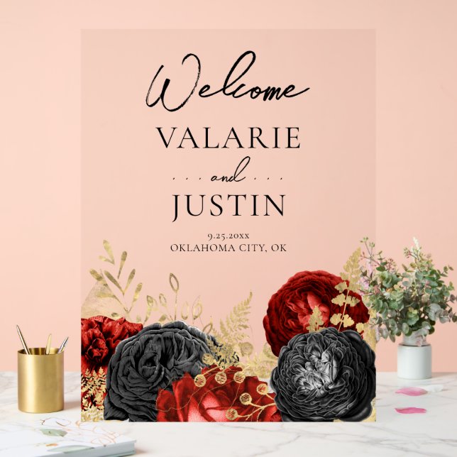 Mariage de bienvenue gothique rouge et noir (Mariage)