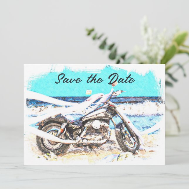 Mariage De Biker Enregistrer La Carte Date (Debout devant)
