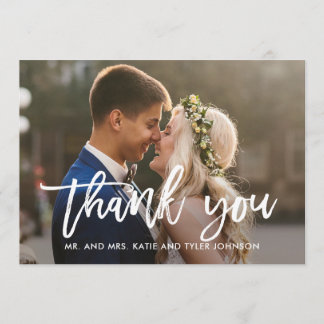 Mariage de calligraphie brossé Merci Carte photo