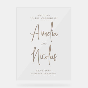 Mariage de calligraphie manuscrite Taupe Bienvenue