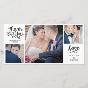 Mariage de calligraphie moderne Merci Cartes Noir