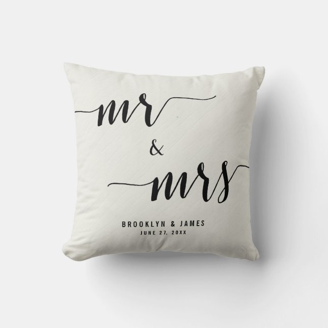 Mariage de calligraphie noir et blanc Coussins (Recto)