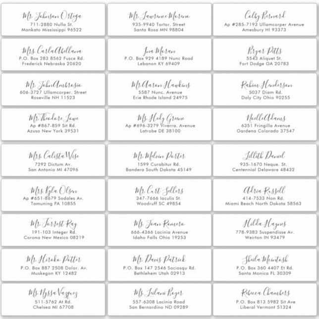 Mariage de calligraphie simple Étiquette invité (Devant)