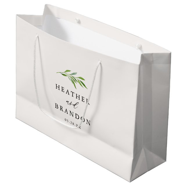 Mariage de calligraphie verte Bienvenue Sac cadeau (Devant Angle)