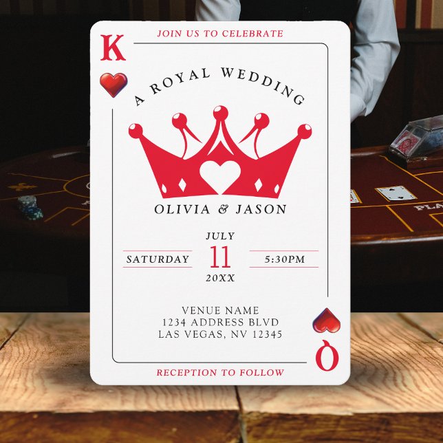 Mariage de carte de poker King & Queen of Hearts C (King & Queen of Hearts Casino Poker Card Wedding
)