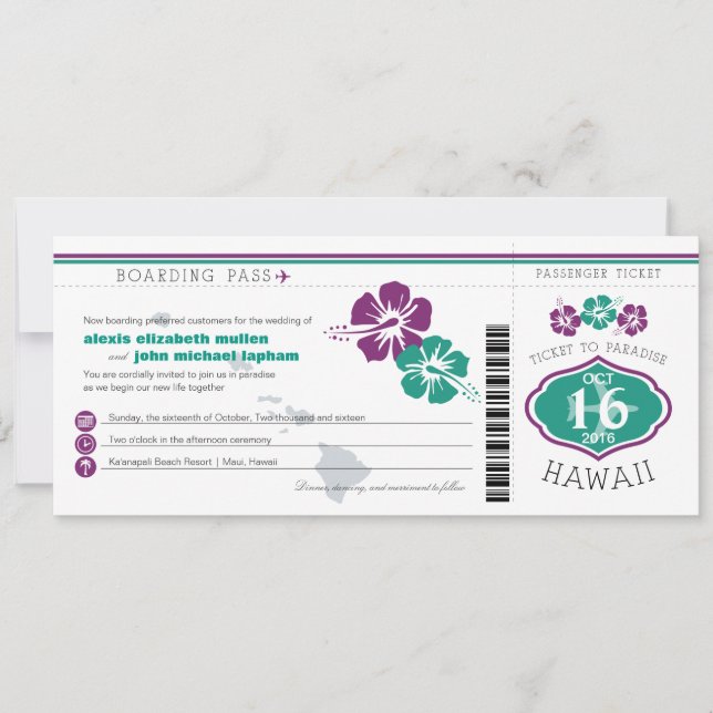 Mariage de carte d'embarquement de ketmie d'Hawaï (Devant)