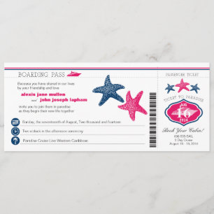 Mariage de carte d'embarquement d'étoiles de mer
