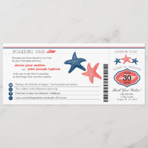 Mariage de carte d'embarquement d'étoiles de mer