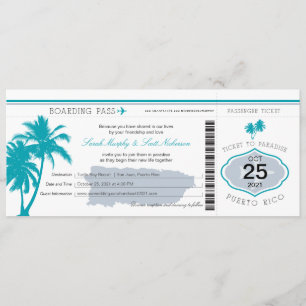 Mariage de carte d'embarquement gris et Turquoise 
