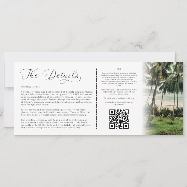 Mariage de carte d'embarquement Tropical (Dos)