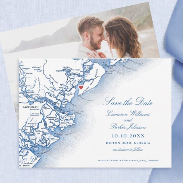 Mariage de carte Hilton Head South Carolina (Harbour Town Yacht Club Save the Date Hilton Head Island Wedding from Coastal Map Designs )