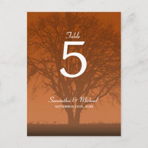 Mariage de chêne orange rustique Numéro de table