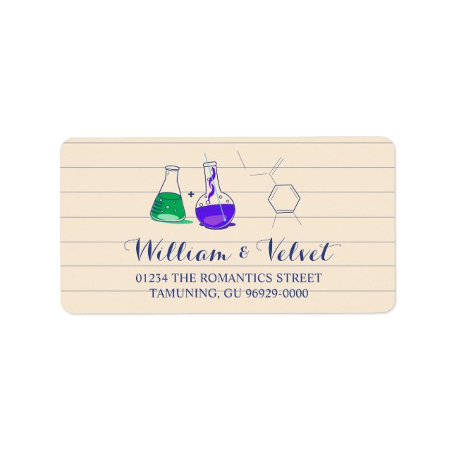 Mariage de chimie violet et vert Étiquettes de adr (Devant)