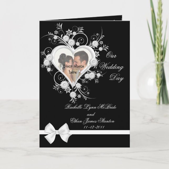 Mariage de coeur noir et blanc Carte photo 5x7 (Devant)