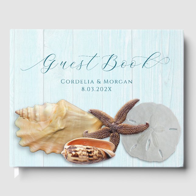 Mariage de coquillages Livre d'invité personnalisé (Recto)