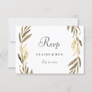 Mariage de couronne de feuille d'or moderne RSVP