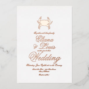 Mariage de crabe de plage Pressing Foil Invitation