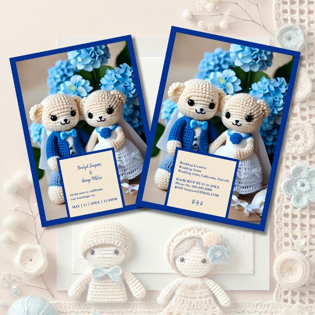 mariage de crochet bleu invitation (Créateur téléchargé)