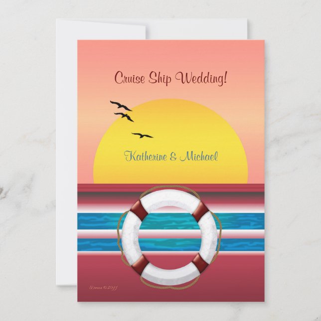 Mariage de croisière - Invitation au coucher du so (Devant)