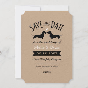 Mariage de Dachshunds à Poil Dur Save the Date