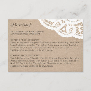 Mariage de dentelle Burlap Instructions Carte de b