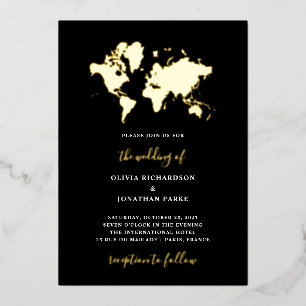 Mariage de Destination Carte du Monde Élégante N