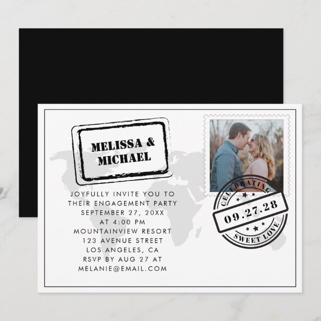 Mariage de destination de carte du monde Fête de f (Devant / Derrière)