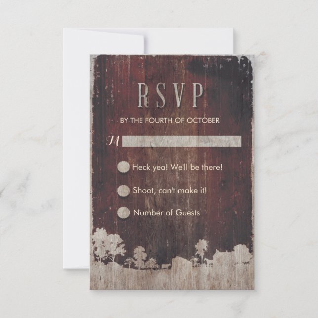 Mariage de ferme en bois de grange rustique RSVP (Devant)