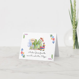 Mariage de Fiesta  Carte de remerciements d'aquare