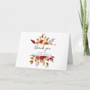 Mariage de fleurs automnales Carte de remerciement