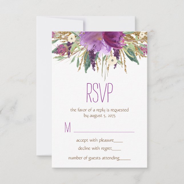 Mariage de fleurs d'aquarelle RSVP (Devant)