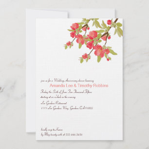 Mariage de fleurs d'arbre rose Invitation de l'ann