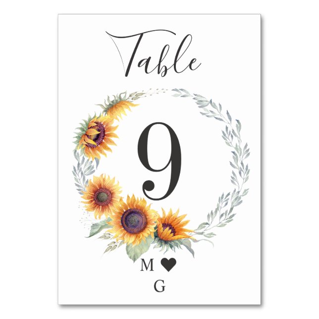 Mariage de fleurs de tournesol Numéro de table (Par défaut)