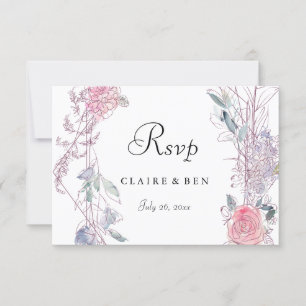 Mariage de fleurs géométriques rose rose RSVP