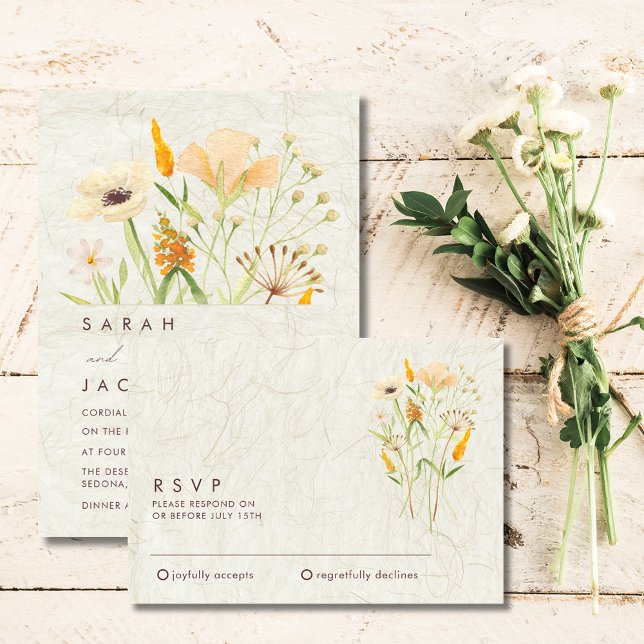 Mariage de Fleurs sauvages fantasques RSVP (Whimsical Wildflowers Wedding RSVP)