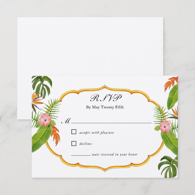 Mariage de fleurs tropicales RSVP (Devant / Derrière)