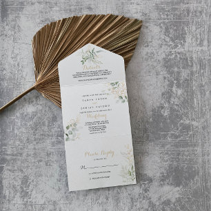 Mariage De Foliage Vert Or Tout En Une Invitation