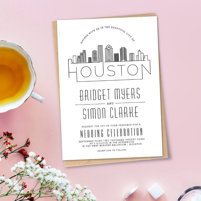 Mariage de Houston | Invitation Skyline stylisée (Créateur téléchargé)