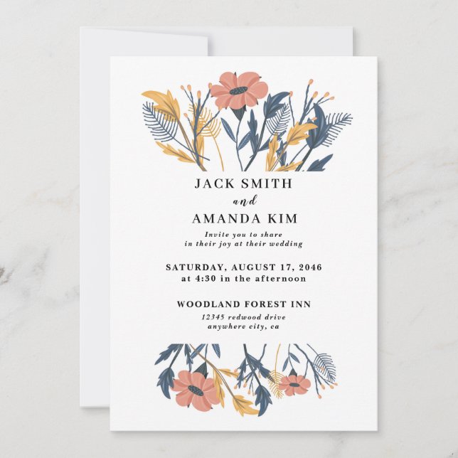 Mariage de jardin été Invitations florales (Devant)