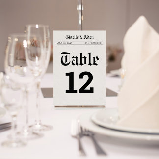 Mariage de journal nostalgique Numéro de table